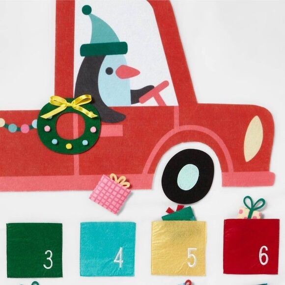 40” Hanging Christmas Countdown Advent Calendar Target Wondershop Penguin Truck - Picture 2 of 7